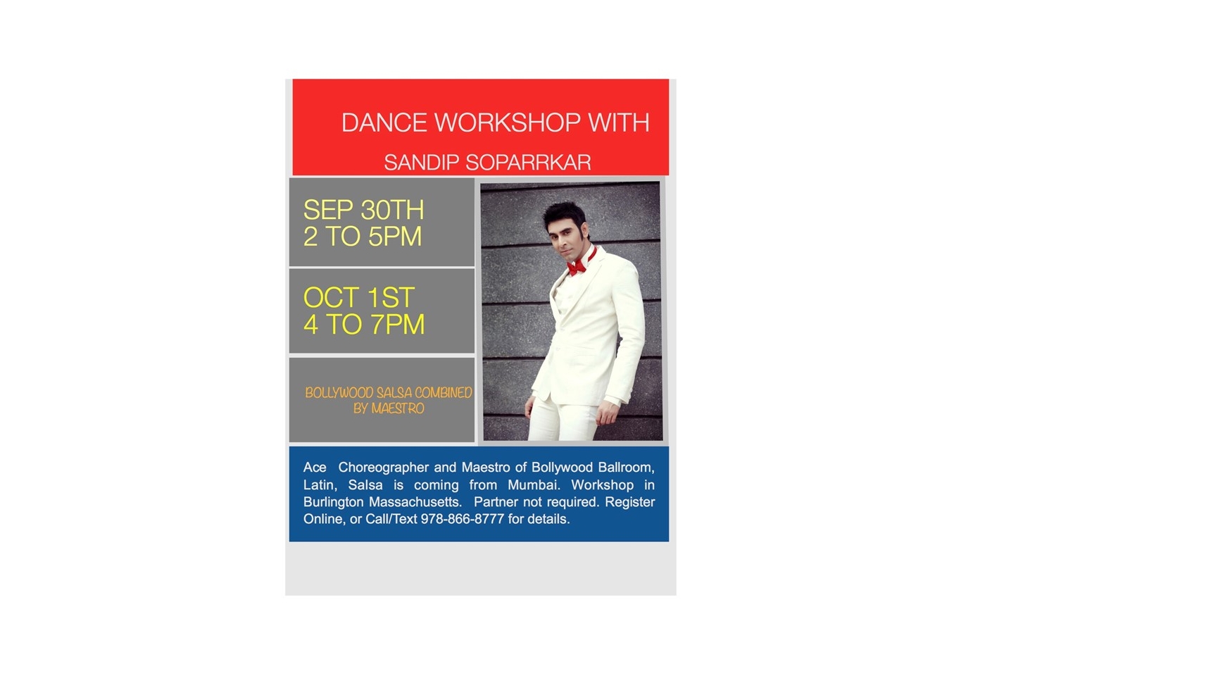 Bollywood Salsa Dance Workshop - Oct 1st - 12:00 PM - 3:00 PM Buy Tickets Online | Westborough , Sun , 2017-10-01 | ThisisShow