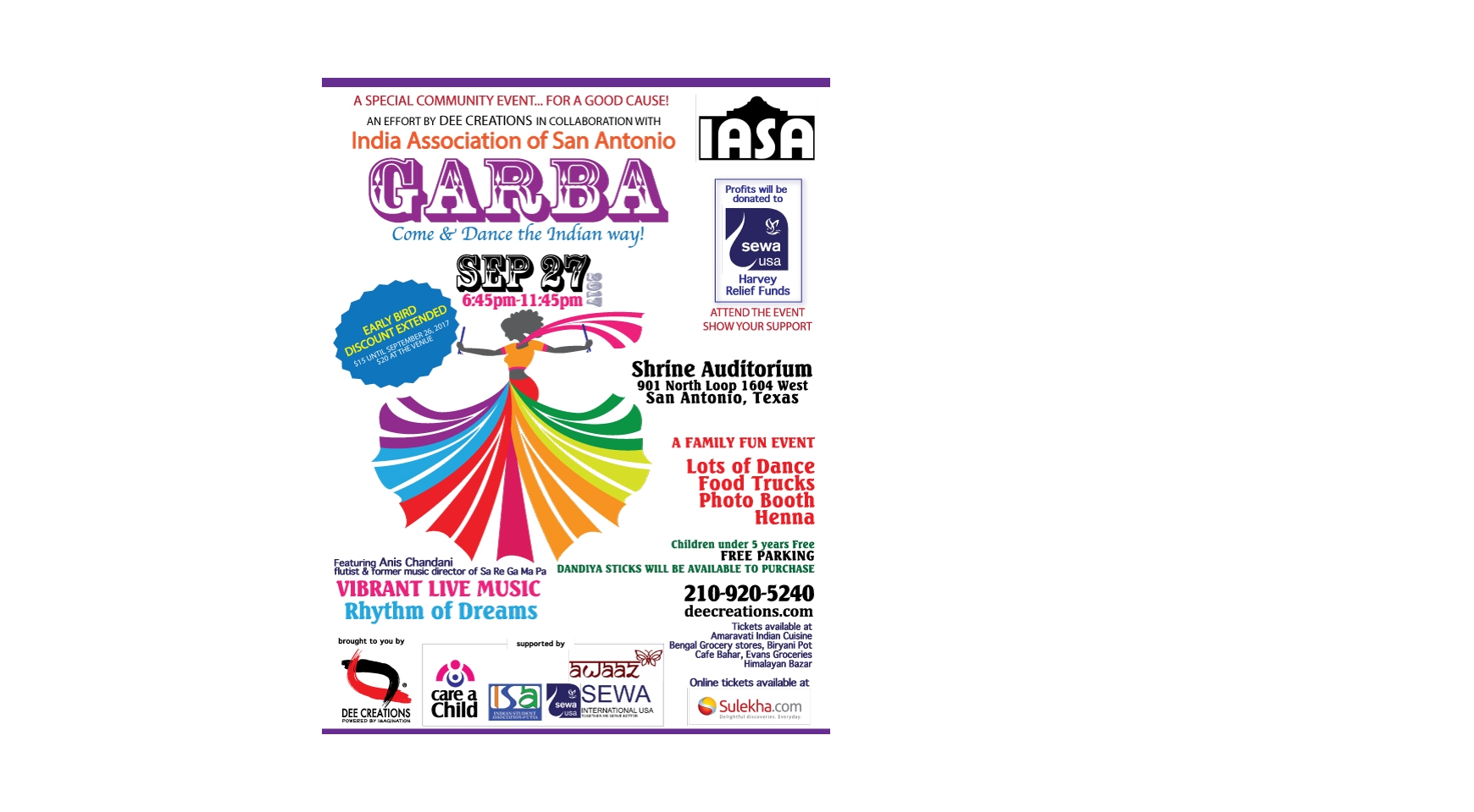 GARBA - Come & Dance the Indian Way! (Help HARVEY) Buy Tickets Online | San Antonio , Wed , 2017-09-27 | ThisisShow