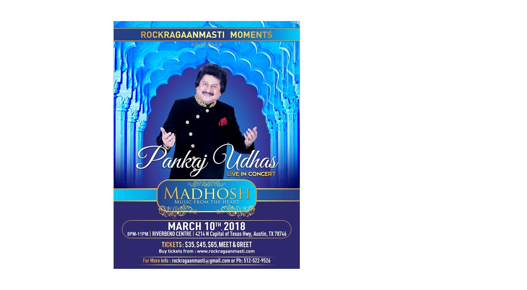 Madhosh - Pankaj Udhas Live Music Concert Buy Tickets Online | Austin , Sat , 2018-03-10 | ThisisShow