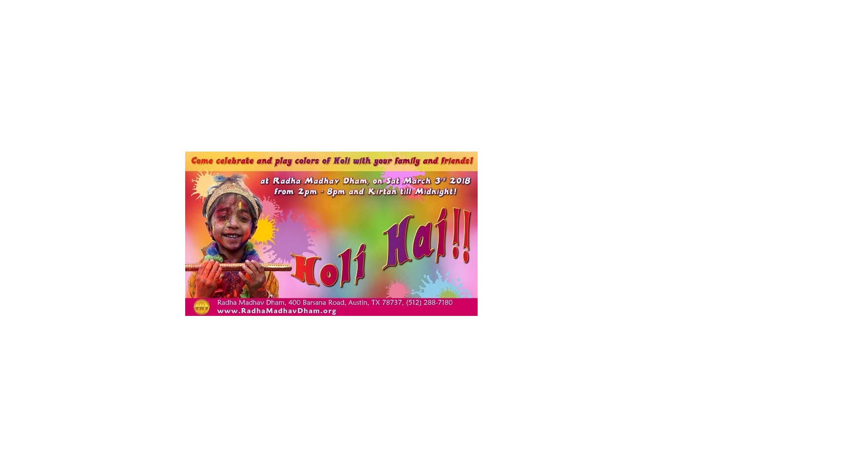  Holi Celebrations 2018 in Austin Buy Tickets Online | Austin , Sat , 2018-03-03 | ThisisShow