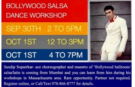 Bollywood Salsa Dance Workshop With Sandip Soparrkar - Oct 1st, 4 PM to 7 PM Buy Tickets Online | Burlington , Sun , 2017-10-01 | ThisisShow